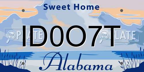 ID0O7T Alabama License Plate