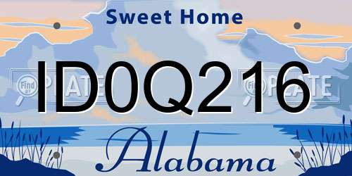 ID0Q216 Alabama License Plate