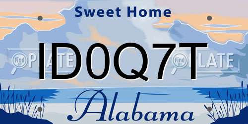 ID0Q7T Alabama License Plate