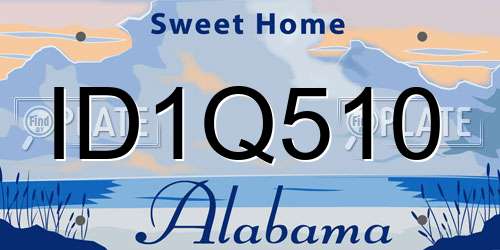 ID1Q510 Alabama License Plate