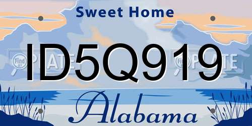 ID5Q919 Alabama License Plate