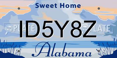 ID5Y8Z Alabama License Plate