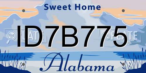 ID7B775 Alabama License Plate