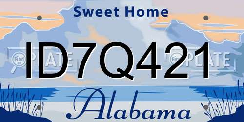 ID7Q421 Alabama License Plate