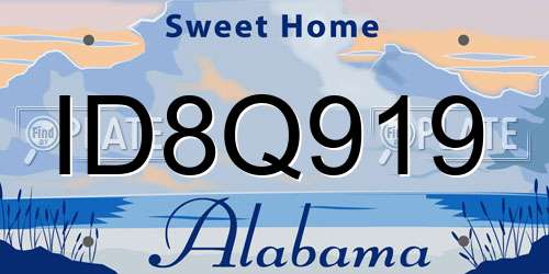 ID8Q919 Alabama License Plate