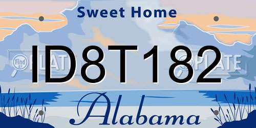 ID8T182 Alabama License Plate