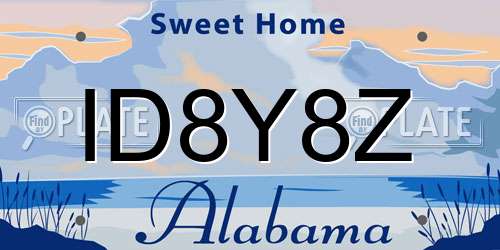 ID8Y8Z Alabama License Plate