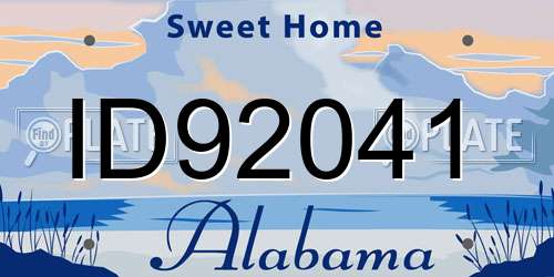 ID92041 Alabama License Plate