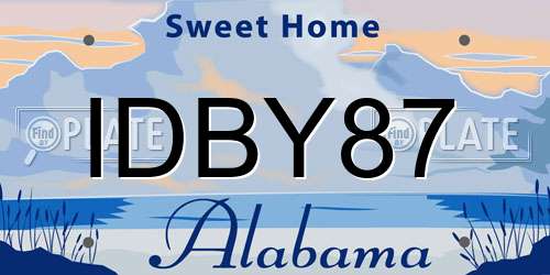 IDBY87 Alabama License Plate