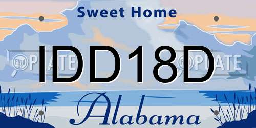 IDD18D Alabama License Plate