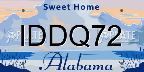 IDDQ72 Alabama License Plate