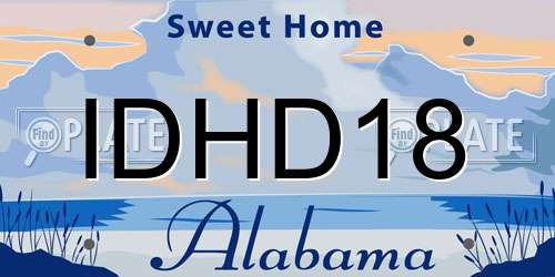 IDHD18 Alabama License Plate