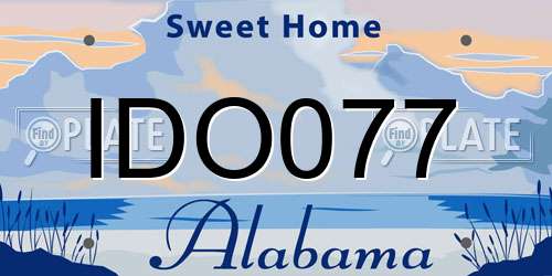 IDO077 Alabama License Plate