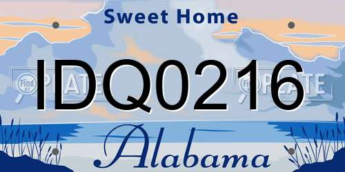 IDQ0216 Alabama License Plate