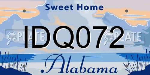 IDQ072 Alabama License Plate