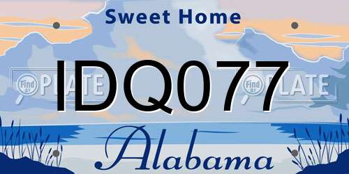 IDQ077 Alabama License Plate