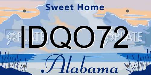 IDQO72 Alabama License Plate