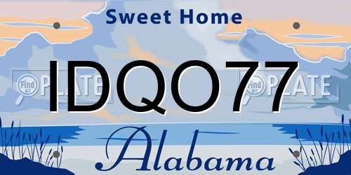 IDQO77 Alabama License Plate