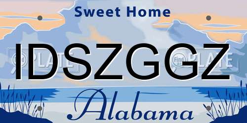 IDSZGGZ Alabama License Plate