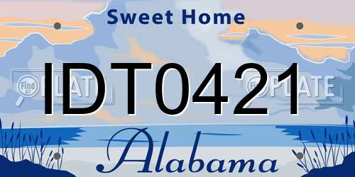 IDT0421 Alabama License Plate