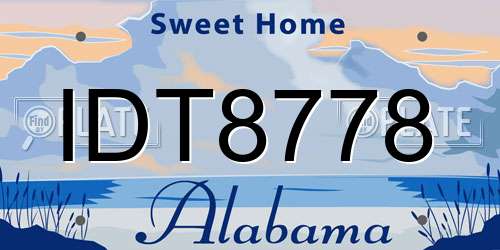IDT8778 Alabama License Plate