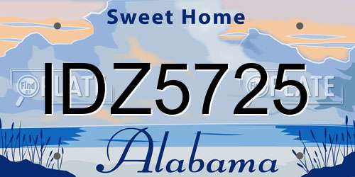 IDZ5725 Alabama License Plate