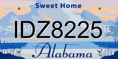 IDZ8225 Alabama License Plate