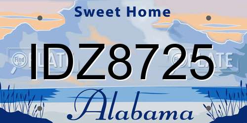 IDZ8725 Alabama License Plate