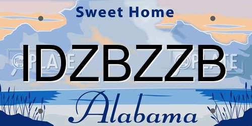 IDZBZZB Alabama License Plate