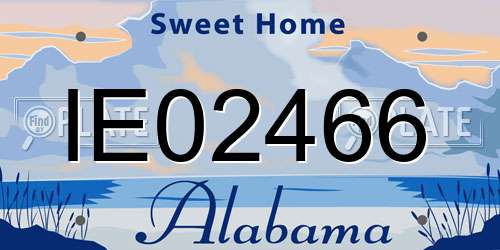 IE02466 Alabama License Plate