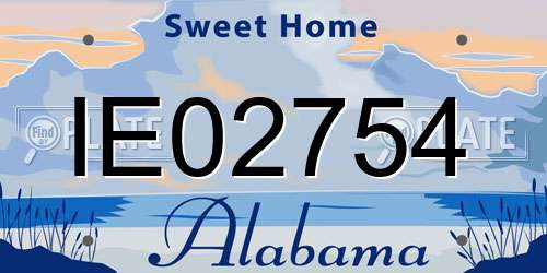 IE02754 Alabama License Plate