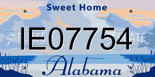 IE07754 Alabama License Plate