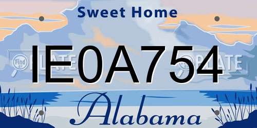 IE0A754 Alabama License Plate
