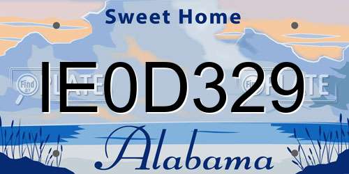 IE0D329 Alabama License Plate