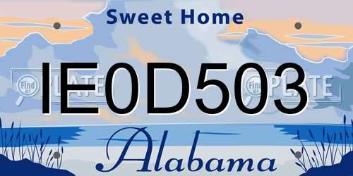 IE0D503 Alabama License Plate