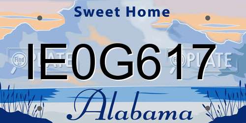 IE0G617 Alabama License Plate