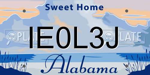 IE0L3J Alabama License Plate