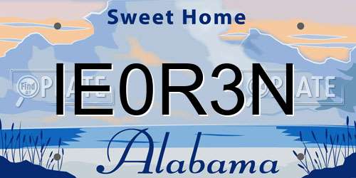 IE0R3N Alabama License Plate