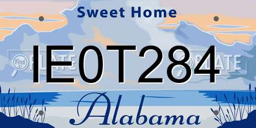 IE0T284 Alabama License Plate