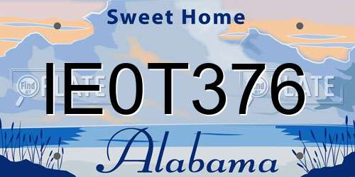 IE0T376 Alabama License Plate