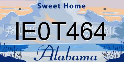 IE0T464 Alabama License Plate