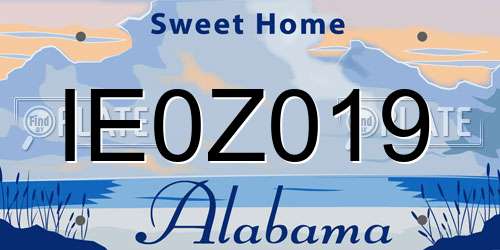 IE0Z019 Alabama License Plate