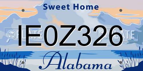 IE0Z326 Alabama License Plate
