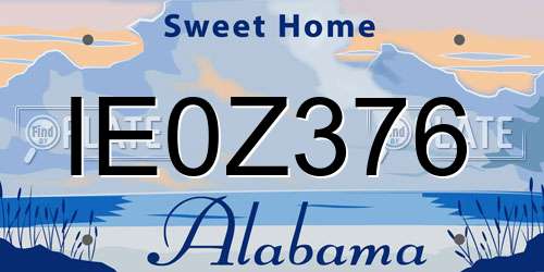 IE0Z376 Alabama License Plate