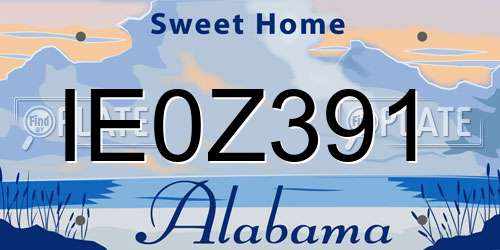 IE0Z391 Alabama License Plate