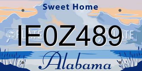 IE0Z489 Alabama License Plate