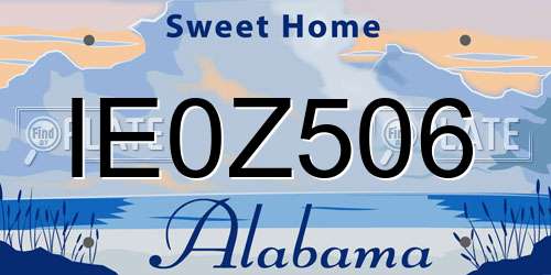 IE0Z506 Alabama License Plate