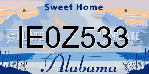 IE0Z533 Alabama License Plate