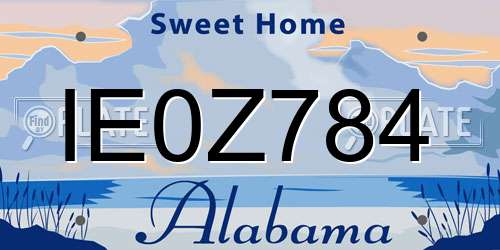 IE0Z784 Alabama License Plate
