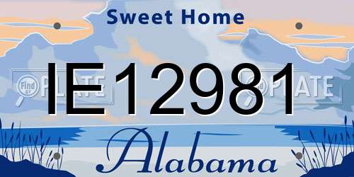 IE12981 Alabama License Plate